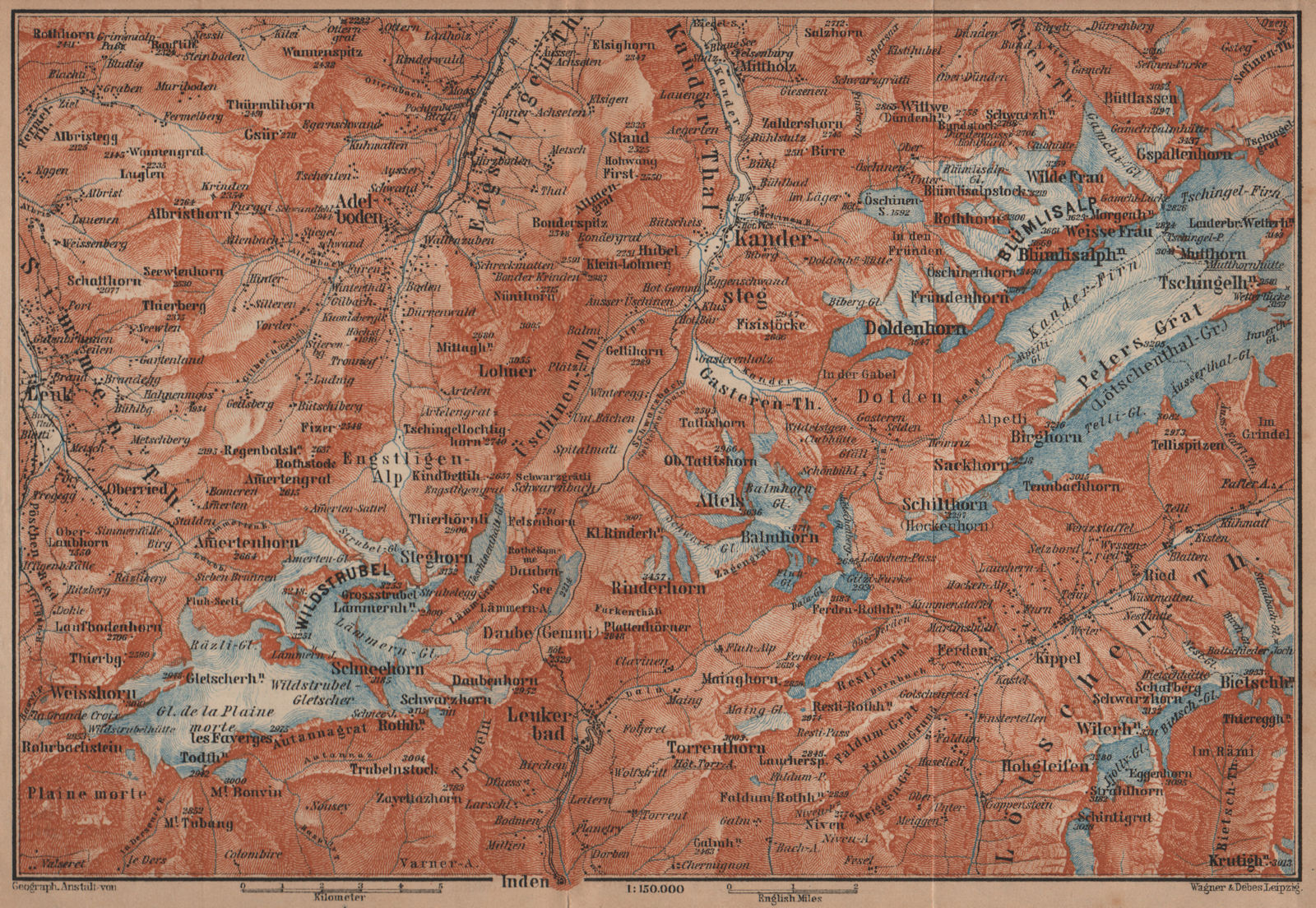 KANDERSTEG area.Blumisalp Adelboden Wildstrubel Rinderhorn Torrenthorn 1905 map